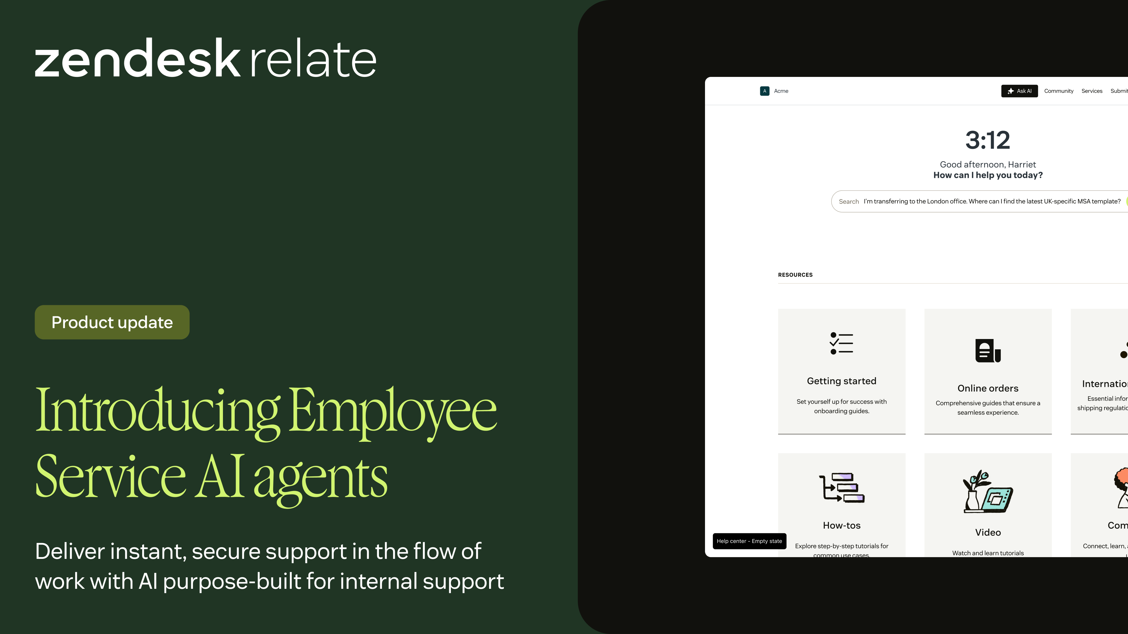 An image introducing Zendesk's new Service AI agents