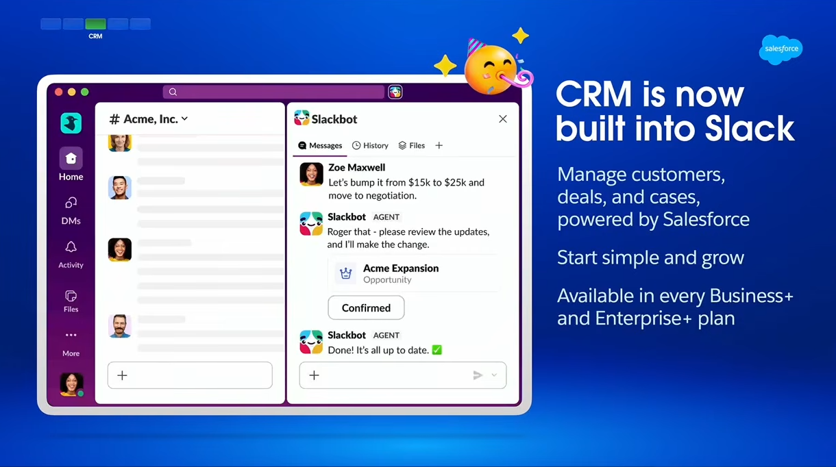 An image introducing Slack CRM