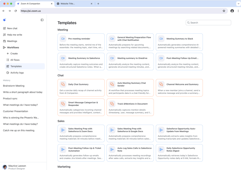 An image showcasing the AI agents brands can deploy within Zoom AI Companion